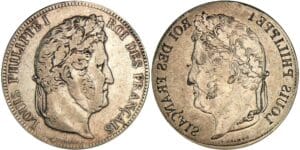 5 francs Louis-Philippe Ier - tête laurée - 2ème type frappe incuse