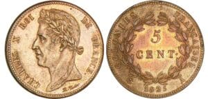 Charles X - Colonies Françaises - 5 centimes 1825 A (Paris) Charles X - Colonies Françaises - 5 centimes 1825 A (Paris)