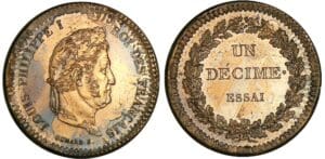 Louis-Philippe - Un décime - essai surfrappé sur une 2 sols 1791 A (Paris) Louis-Philippe - Un décime - essai surfrappé sur une 2 sols 1791 A (Paris)