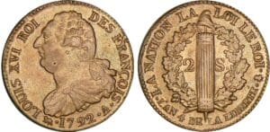 2 sols au faisceau type FRANCOIS - 1792 A (Paris)
