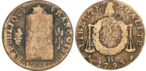 1/2 sol à la balance - An II - 1793 H (La Rochelle)