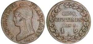 5 centimes Dupré - grand module - An 8/5 A (Paris) 5 centimes Dupré - grand module - An 8/5 A (Paris)