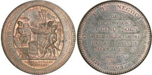 Monneron de 5 sols - 1791 AN III - date en chiffres romains Monneron de 5 sols - 1791 AN III - date en chiffres romains