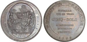 Monneron de 5 sols - 1792 - flan bruni Monneron de 5 sols - 1792 - flan bruni