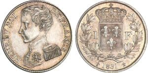 1 franc Henri V Comte de Chambord 1831