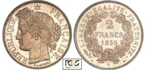 2 francs Cérès - 1850 A (Paris) 2 francs Cérès - 1850 A (Paris)