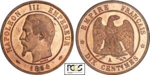 10 centimes Napoléon III tête nue - 1854 A (Paris)