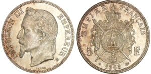 5 francs Napoléon III tête laurée - 1868 BB (Strasbourg)