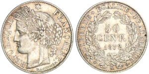 50 centimes Cérès - 1872 K (Bordeaux)