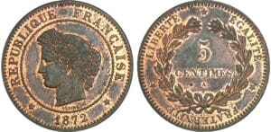5 centimes Cérès - 1872 A (Paris) petit A