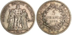 5 francs Hercule - 1872 K (Bordeaux)