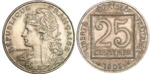 25 centimes Patey - 1903 piéfort en maillechort