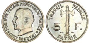 5 francs maréchal Pétain - 1941