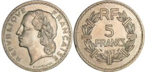 5 francs Lavrillier nickel - 1937