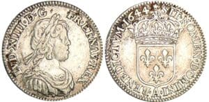 Louis XIV - 1/12 écu à la mèche courte - 1644 A (Paris) rose
