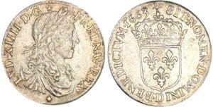 Louis XIV - 1/12 écu au buste juvénile - 1663 D (Lyon) molette