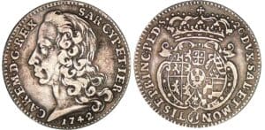 Italie - Règne de Sardaigne - Carlo Emanuele III - Lire 2ème type 1742 (Turin) Italie - Règne de Sardaigne - Carlo Emanuele III - Lire 2ème type 1742 (Turin)
