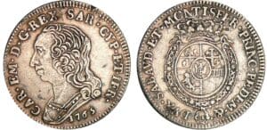 Italie - Règne de Sardaigne - Carlo Emanuele III - 1/4 d'écu 1765 (Turin) Italie - Règne de Sardaigne - Carlo Emanuele III - 1/4 d'écu 1765 (Turin)