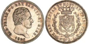 Italie - Règne de Sardaigne - Carlo Felice - 2 lire 1826 (Gênes) Italie - Règne de Sardaigne - Carlo Felice - 2 lire 1826 (Gênes)