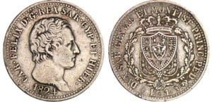 Italie - Règne de Sardaigne - Carlo Felice - 1 lira 1824 (Turin) Italie - Règne de Sardaigne - Carlo Felice - 1 lira 1824 (Turin)