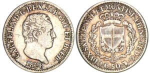 Italie - Règne de Sardaigne - Carlo Felice - 50 centesimi 1828 (Turin) Italie - Règne de Sardaigne - Carlo Felice - 50 centesimi 1828 (Turin)