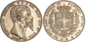 Italie - Vittorio Emanuele II - 5 lire 1850 (Gênes)