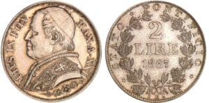 Italie - Etat pontifical - Pie IX - 2 lire 1867 XXII (Rome)