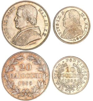 Italie - Etat pontifical - Pie IX - Lot de 20 et 10 soldi