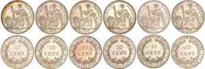 Indochine - Lot de 6 monnaies de 10 cent 1937 A (Paris) Indochine - Lot de 6 monnaies de 10 cent 1937 A (Paris)