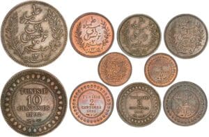 Tunisie - Lot de 5 monnaies de cuivre Tunisie - Lot de 5 monnaies de cuivre