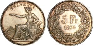 Suisse - 5 francs 1874 B Suisse - 5 francs 1874 B