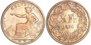 Suisse - 1/2 franc 1850 B Suisse - 1/2 franc 1850 B