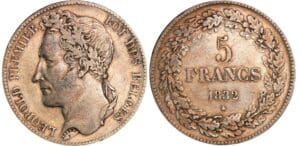 Belgique - Léopold I - 5 francs 1832