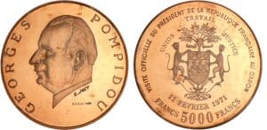 Gabon - 5000 francs "visite de G. Pompidou en 1971" essai Gabon - 5000 francs "visite de G. Pompidou en 1971" essai