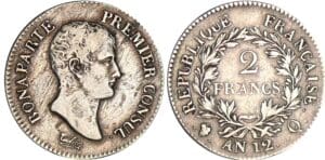 2 francs Bonaparte premier consul - An 12 Q (Perpignan) 2 francs Bonaparte premier consul - An 12 Q (Perpignan)