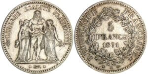 5 francs Hercule - 1871 K (Bordeaux)