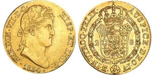 Espagne - Ferdinand VII - 2 escudos 1824AJ (Madrid)