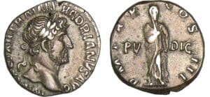 Hadrien - Denier (133, Rome) - La Pudeur Hadrien - Denier (133, Rome) - La Pudeur