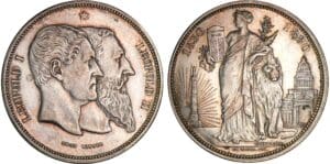 Belgique -  Léopold II - 5 francs 1880 - Cinquantenaire de l'indépendance