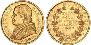 Italie - Etat pontifical - Pie IX - 20 lire 1867 XXII (Rome)