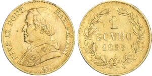 Italie - Etat pontifical - Pie IX - 1 scudo module large 1858 XIII (Rome)