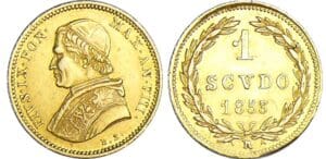 Italie - Etat pontifical - Pie IX - 1 scudo module étroit 1853 VIII (Rome)