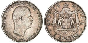 Crête - 5 drachmes 1901 A (Paris)
