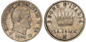 Italie - Règne d'Italie - 15 soldi 1814 M (Milan)