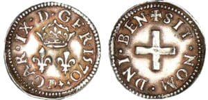 Charles IX - Denier tournois - 1er type - Essai en argent 1570 D (Lyon)