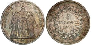 5 francs Hercule Camélinat - 1871 A (Paris)