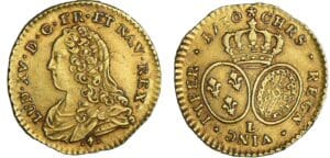 Louis XV - ½ louis d’or aux lunettes - 1730 L (Bayonne) Louis XV - ½ louis d’or aux lunettes - 1730 L (Bayonne)