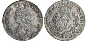 Louis XV - Ecu aux branches d’olivier - 1726 9 (Rennes) Louis XV - Ecu aux branches d’olivier - 1726 9 (Rennes)