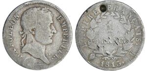 1 franc Napoléon revers empire - 1813 U (Turin)