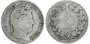 1 franc Louis-Philippe Ier - tête laurée - 1832 Q (Perpignan)